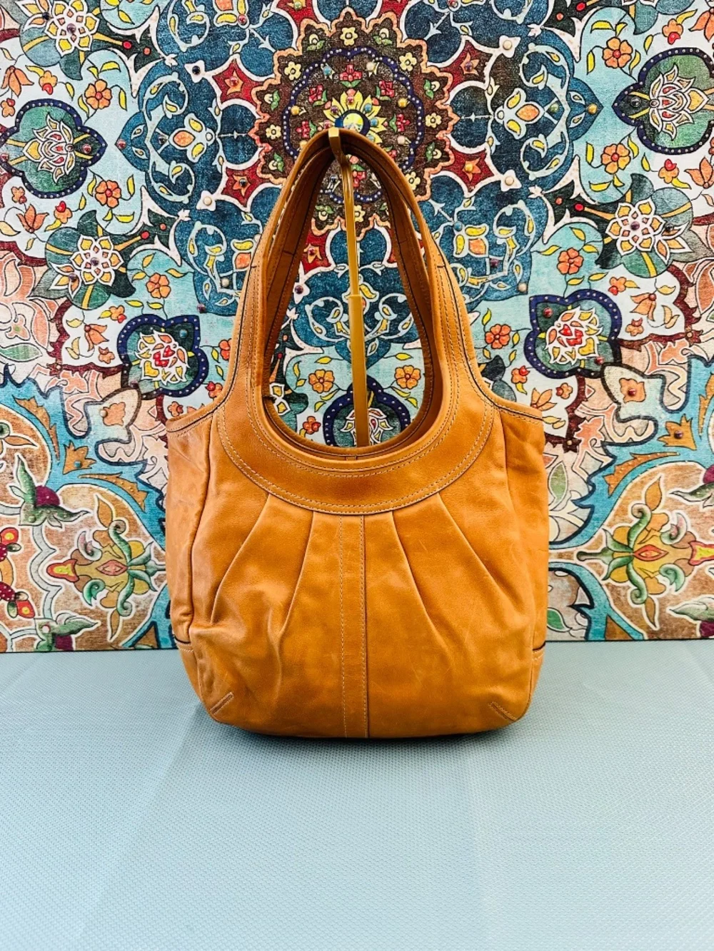 Coach Pleated Ergo Tote- Camel